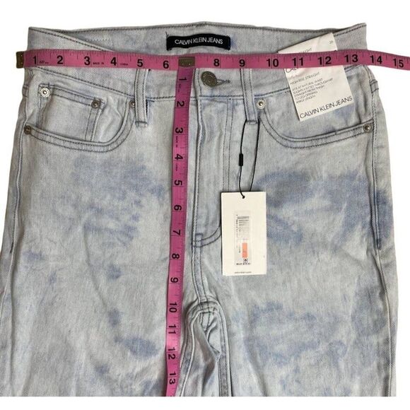 Calvin Klein Bleached Ankle Jeans Women's 26 High Rise‎ Straight Stretch NEW - Picture 5 of 10